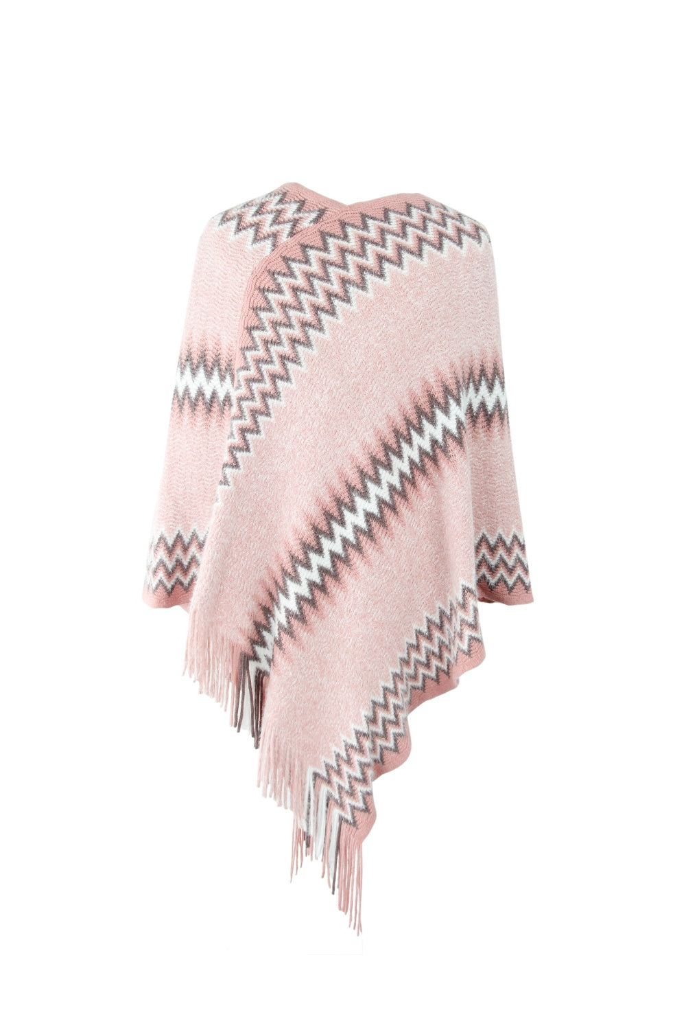 Fringe Hem Striped Cape Sleeve Poncho - Tantalize Boutique
