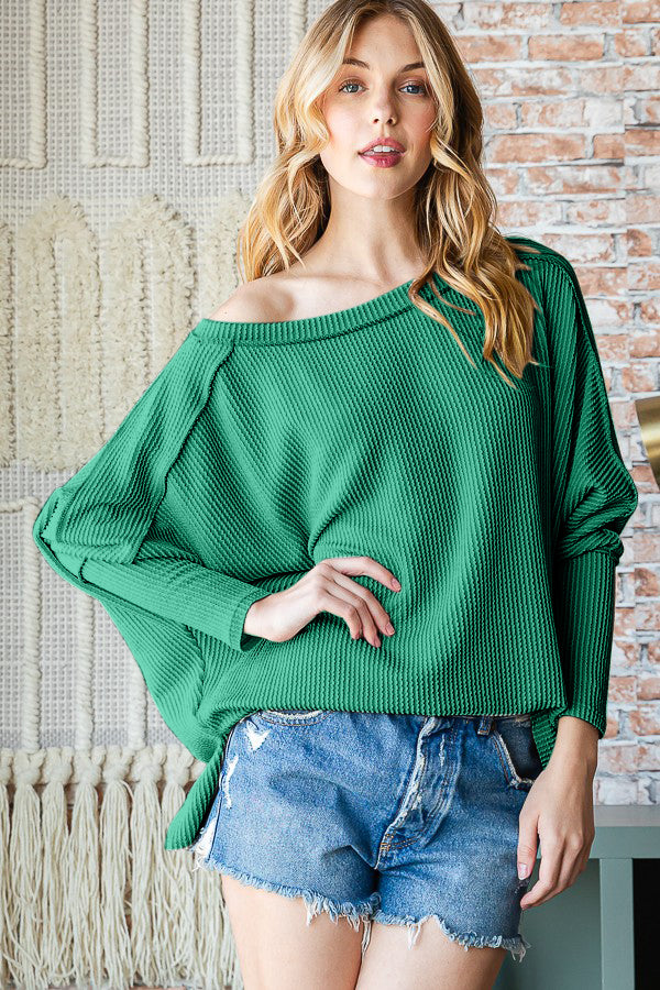 Reborn J Exposed Seam Lantern Sleeve Top - Tantalize Boutique