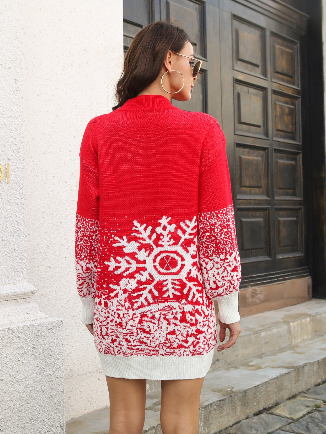 Snowflake Pattern Sweater Dress - Tantalize Boutique