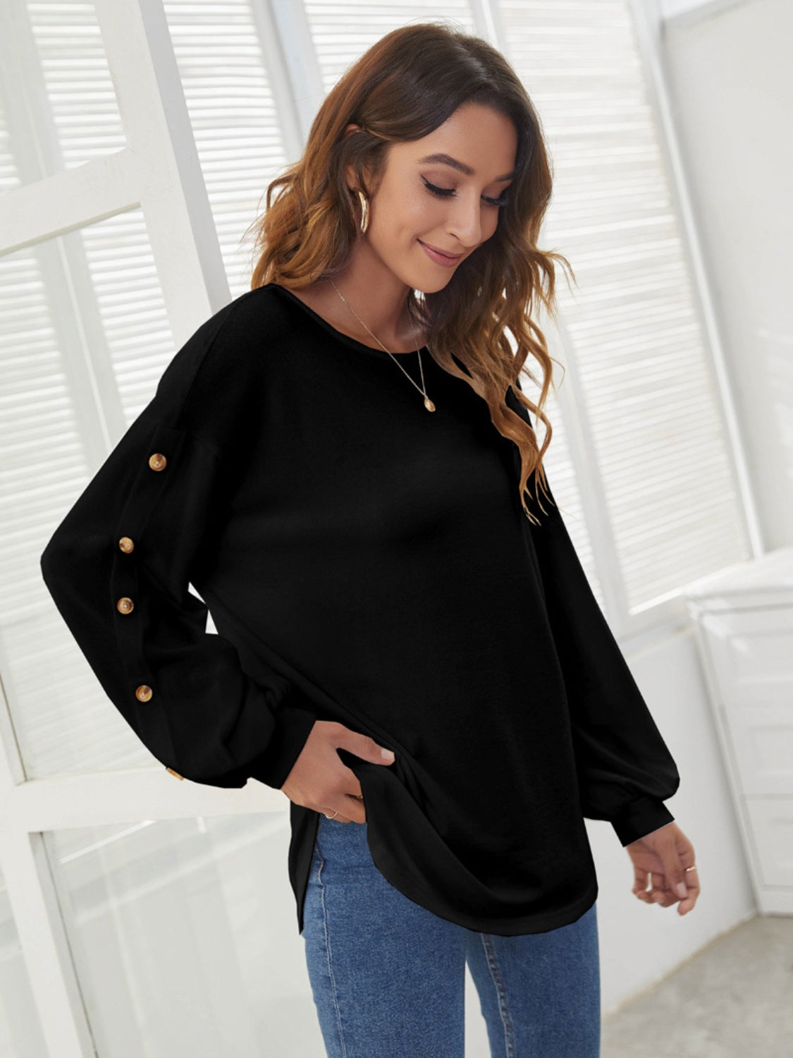 Round Neck Dropped Shoulder T-Shirt - Tantalize Boutique
