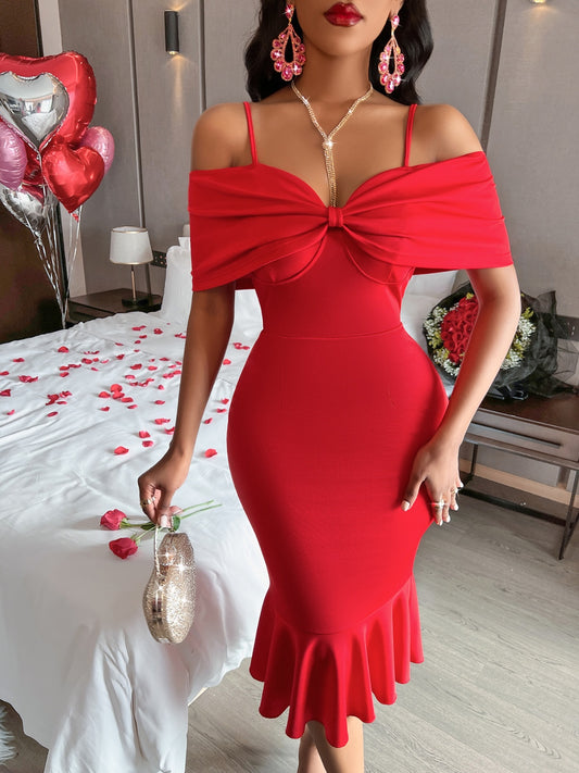 Spaghetti Strap Fishtail Wrap Dress - Tantalize Boutique