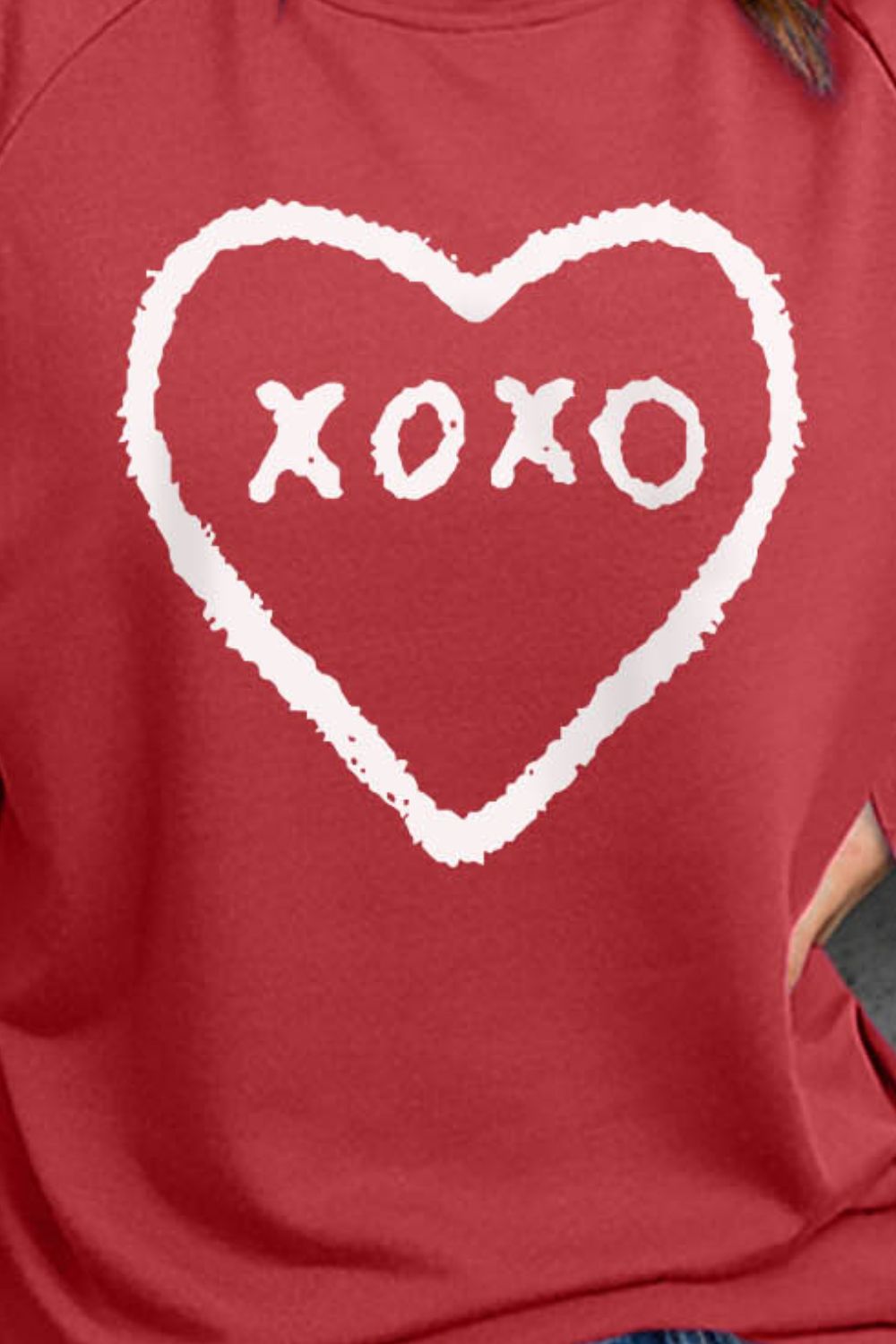 XOXO Heart Round Neck Sweatshirt - Tantalize Boutique