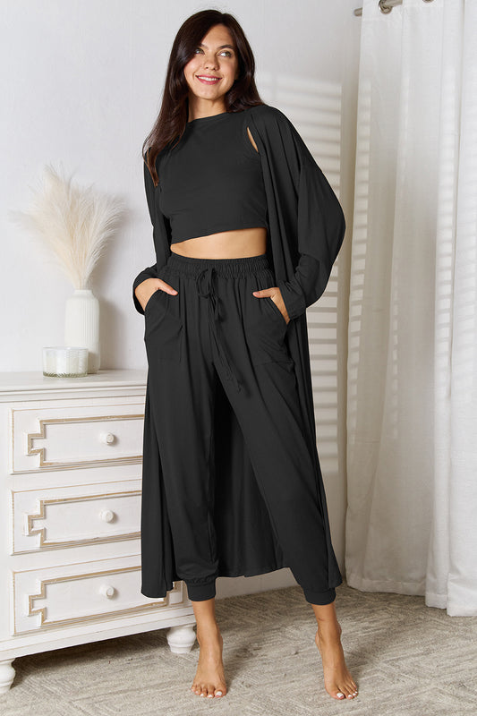 Tank, Pants, and Cardigan Set with Pockets - Tantalize Boutique