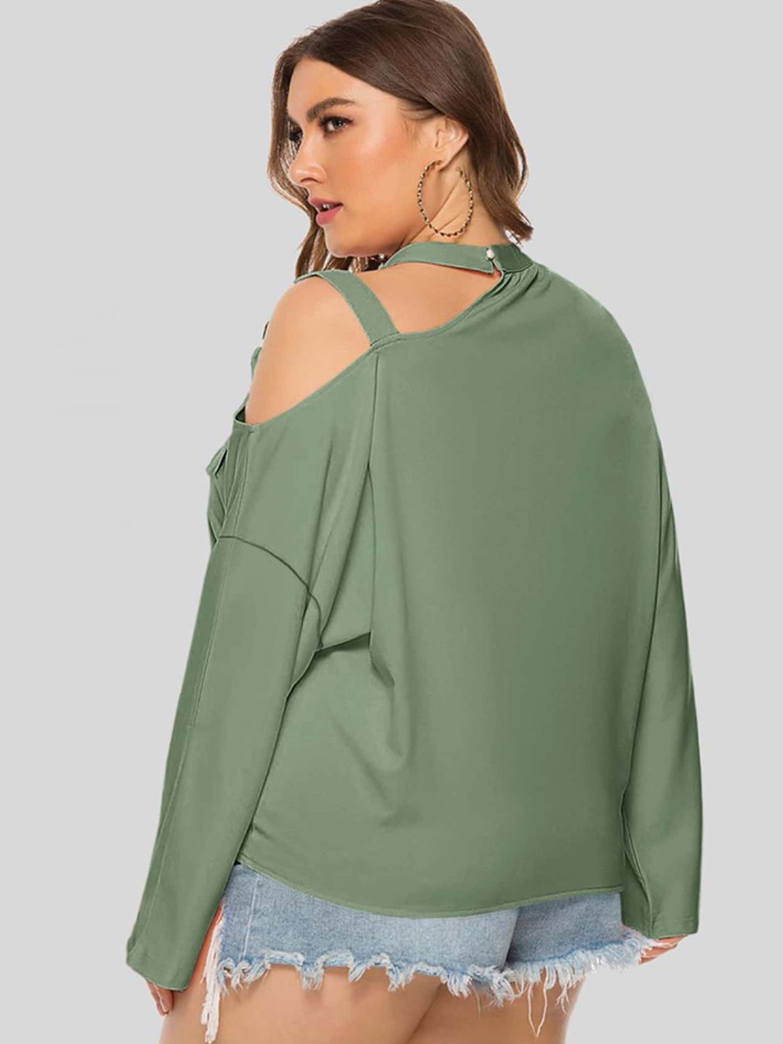 Plus Size Cold-Shoulder Tied Top - Tantalize Boutique