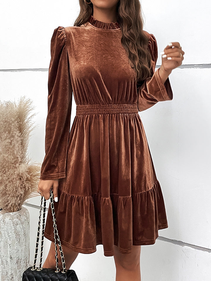 Smocked Waist Long Sleeve Dress - Tantalize Boutique
