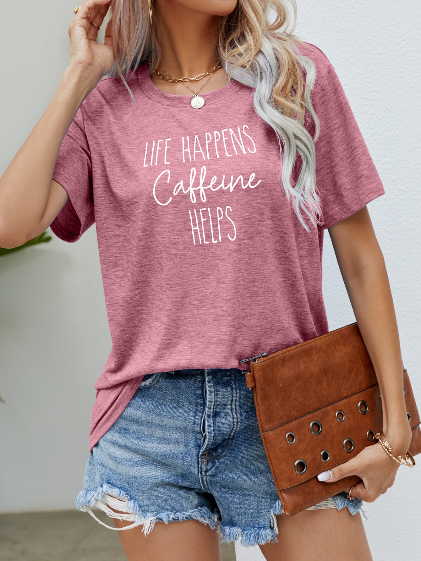 LIFE HAPPENS CAFFEINE HELPS Graphic Tee - Tantalize Boutique