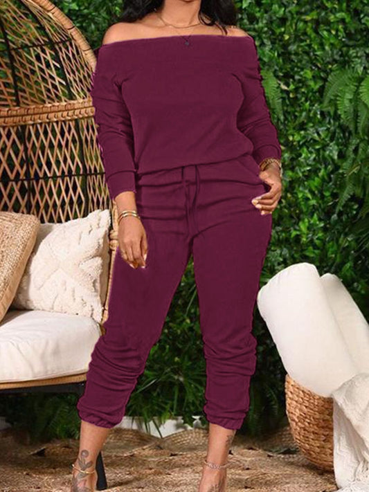 Off-Shoulder Top and Pants Set - Tantalize Boutique
