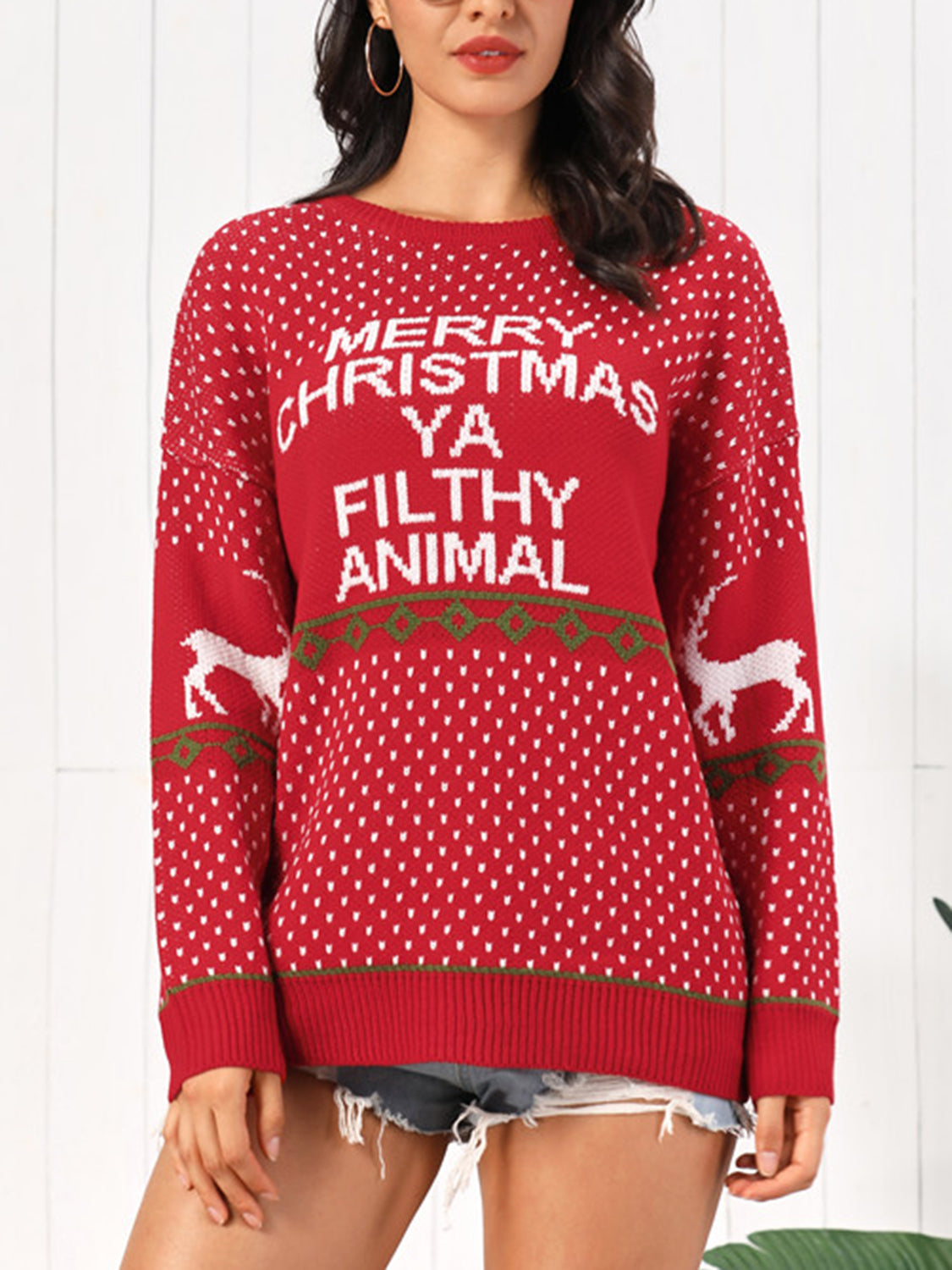 Christmas Element Round Neck Sweater - Tantalize Boutique