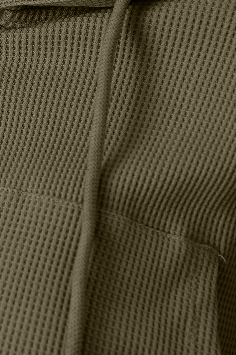 Waffle-Knit Drawstring Zip Up Hoodie - Tantalize Boutique