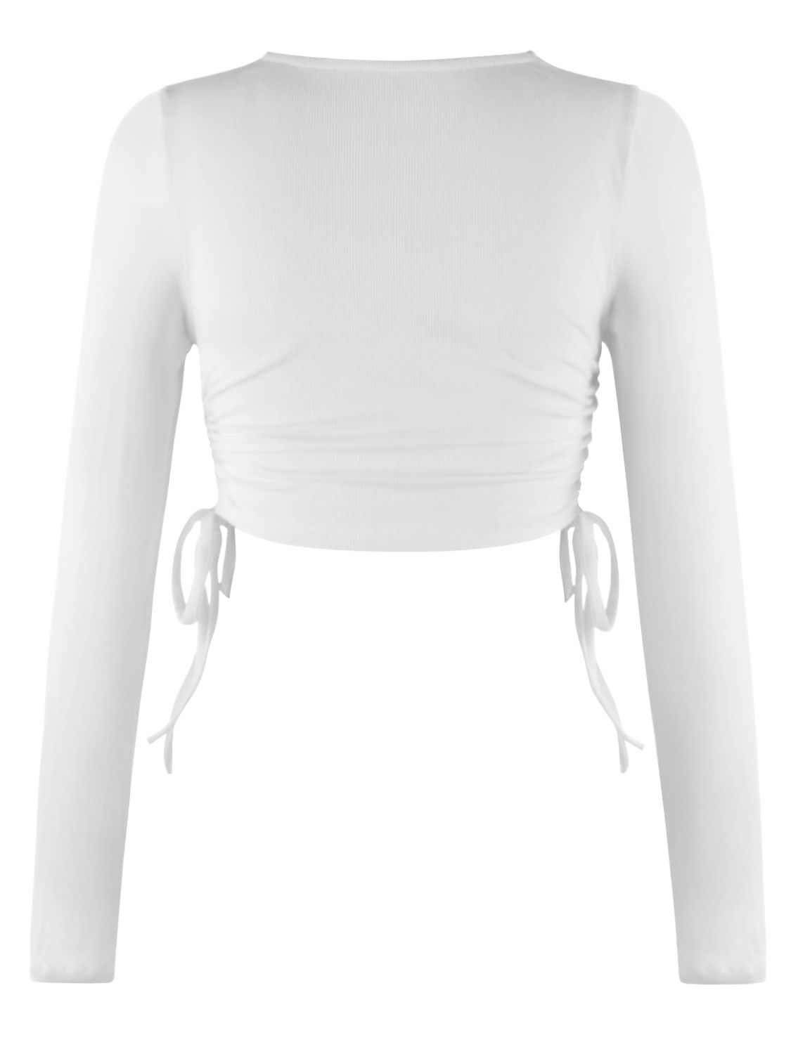 Drawstring Round Neck Long Sleeve Top - Tantalize Boutique