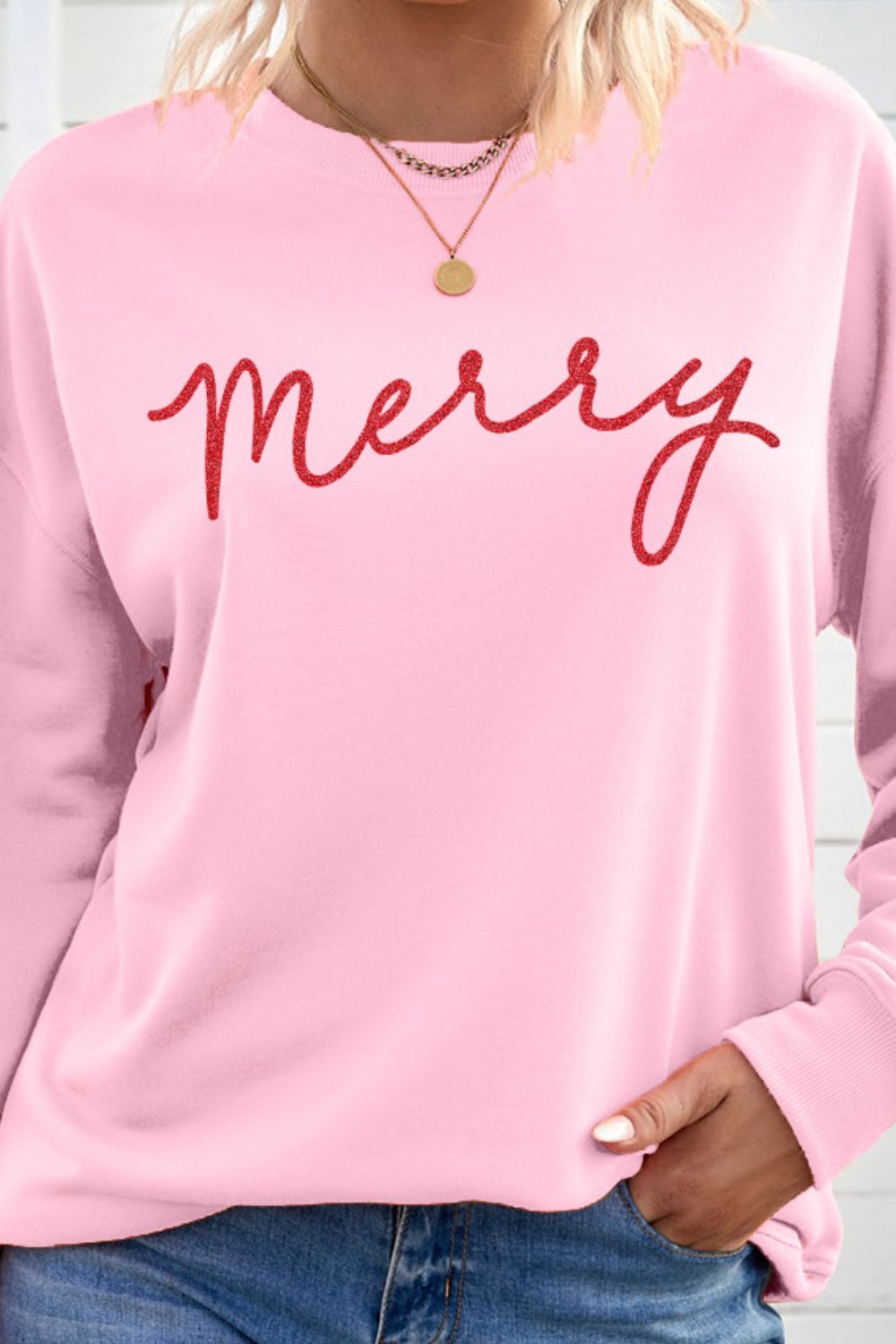 MERRY Graphic Drop Shoulder Sweatshirt - Tantalize Boutique