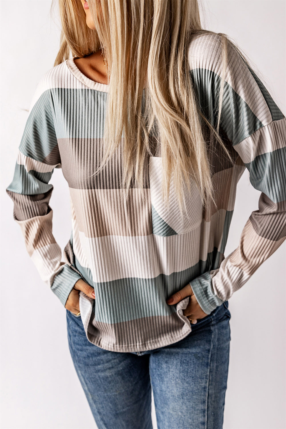 Wide Stripe Top with Pocket - Tantalize Boutique