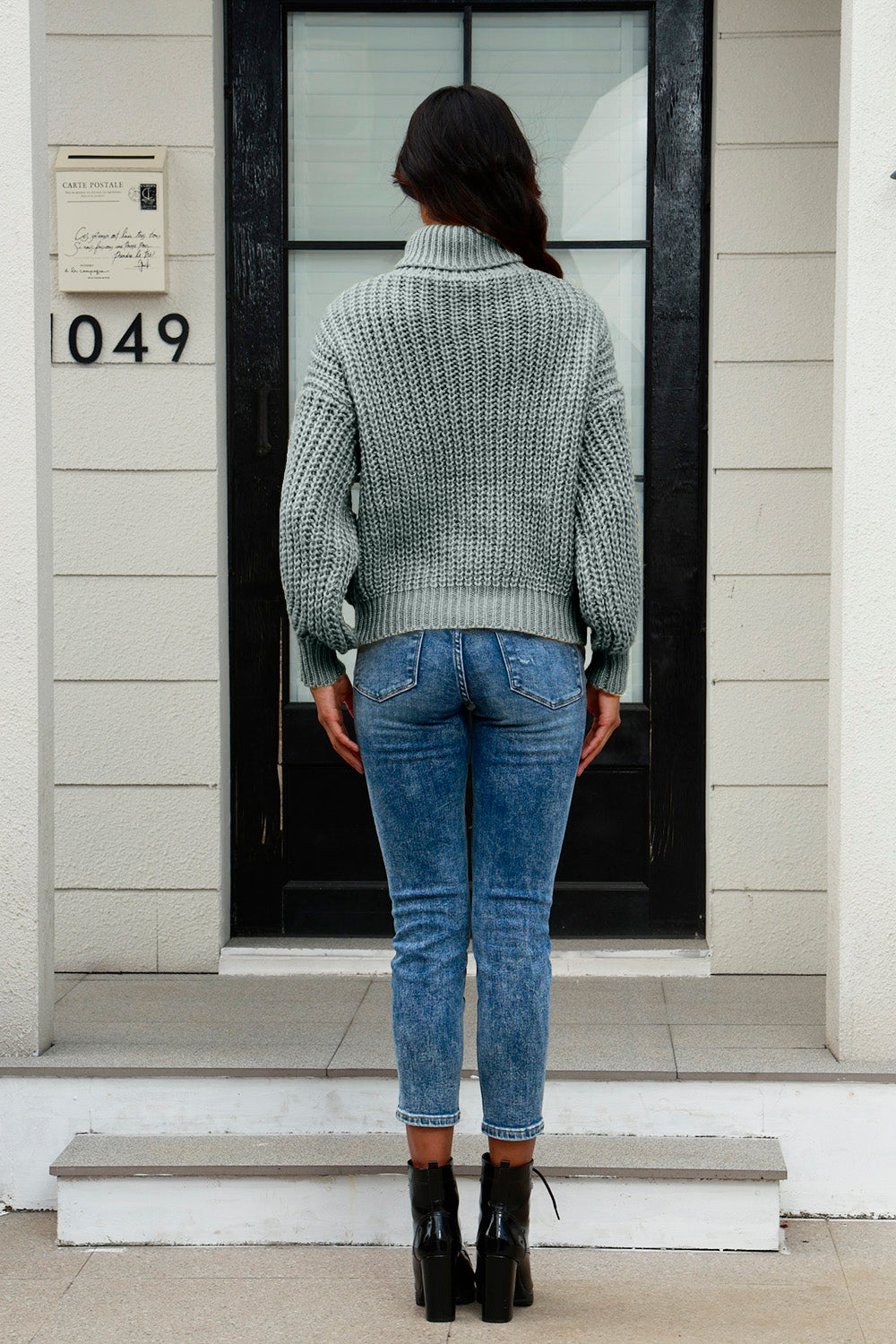 Cable-Knit Turtleneck Long Sleeve Sweater - Tantalize Boutique