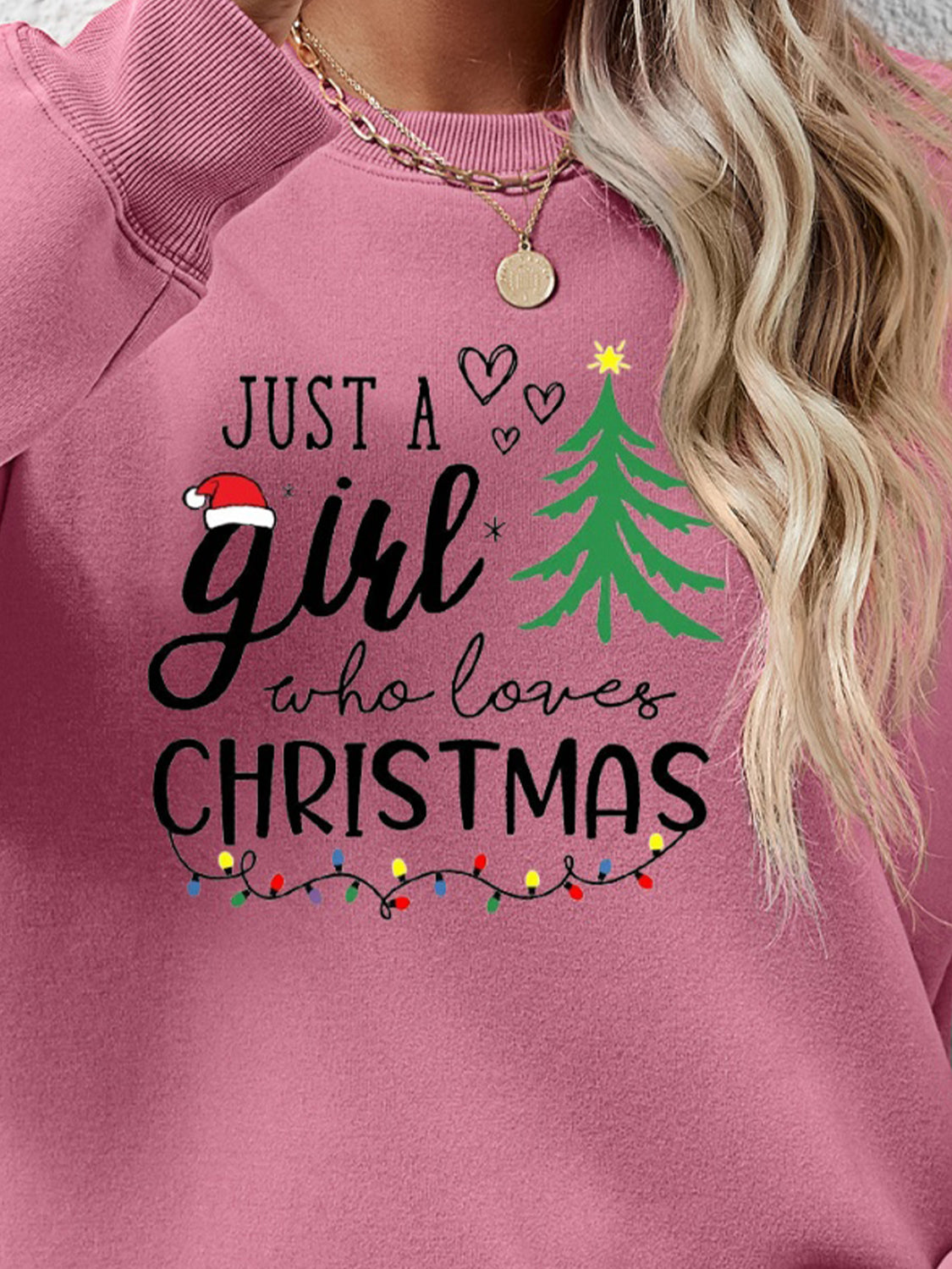 Letter Graphic Round Neck Sweatshirt - Tantalize Boutique