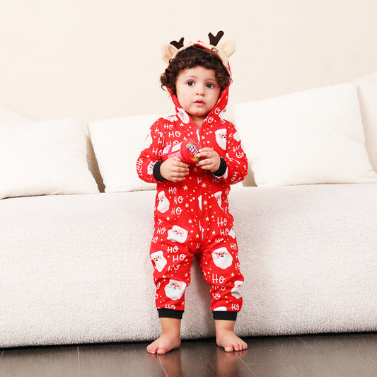 Santa Print Hooded Jumpsuit - Tantalize Boutique