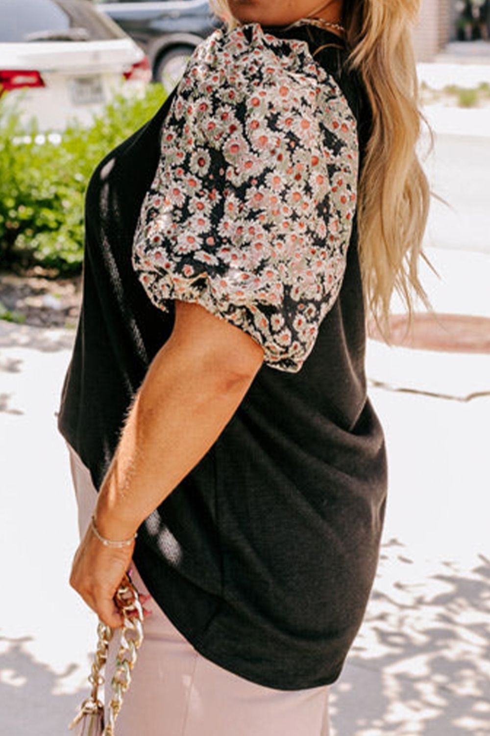 Plus Size Printed Short Sleeve Blouse - Tantalize Boutique