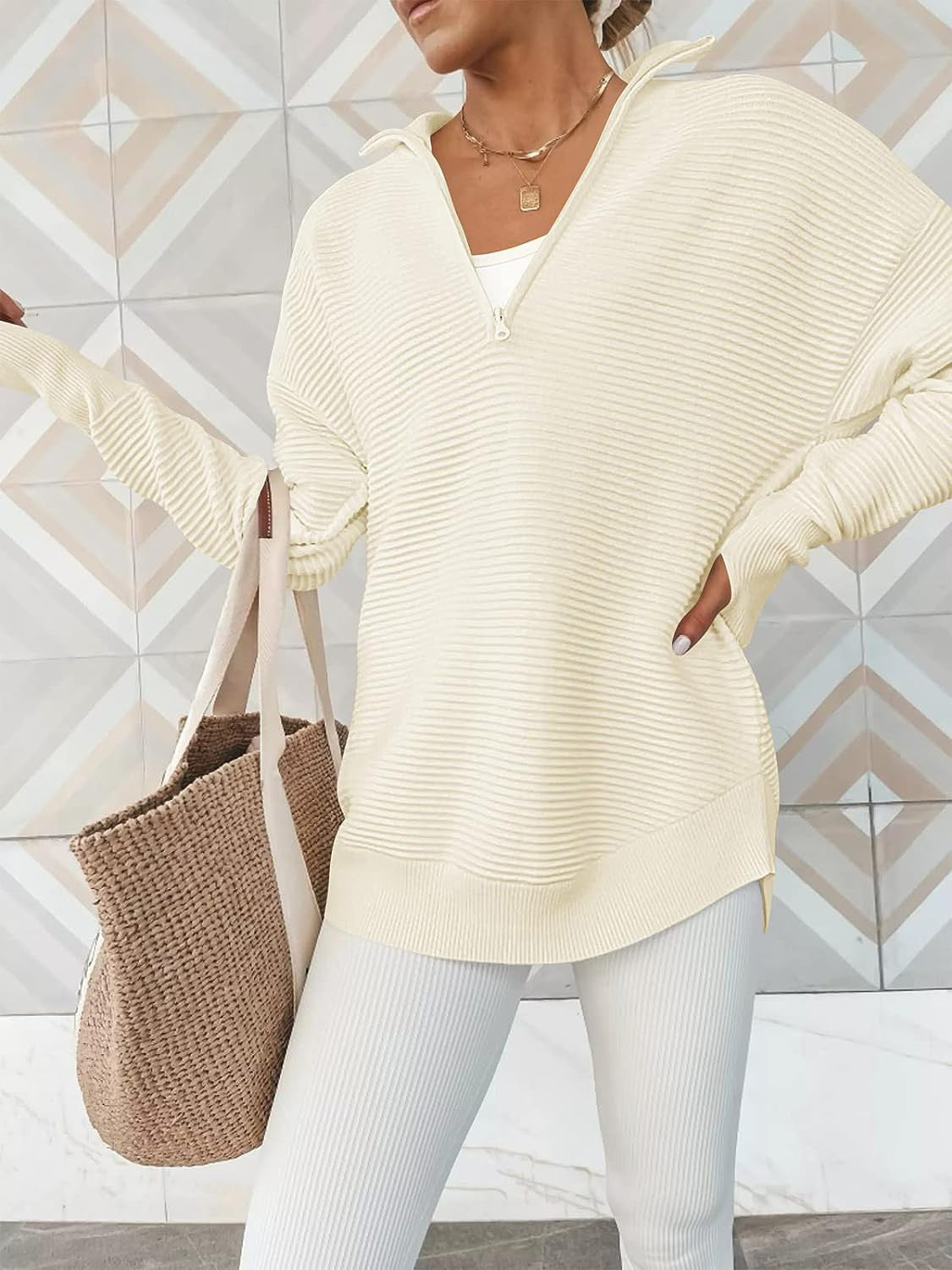 Half Zip Long Sleeve Knit Top - Tantalize Boutique