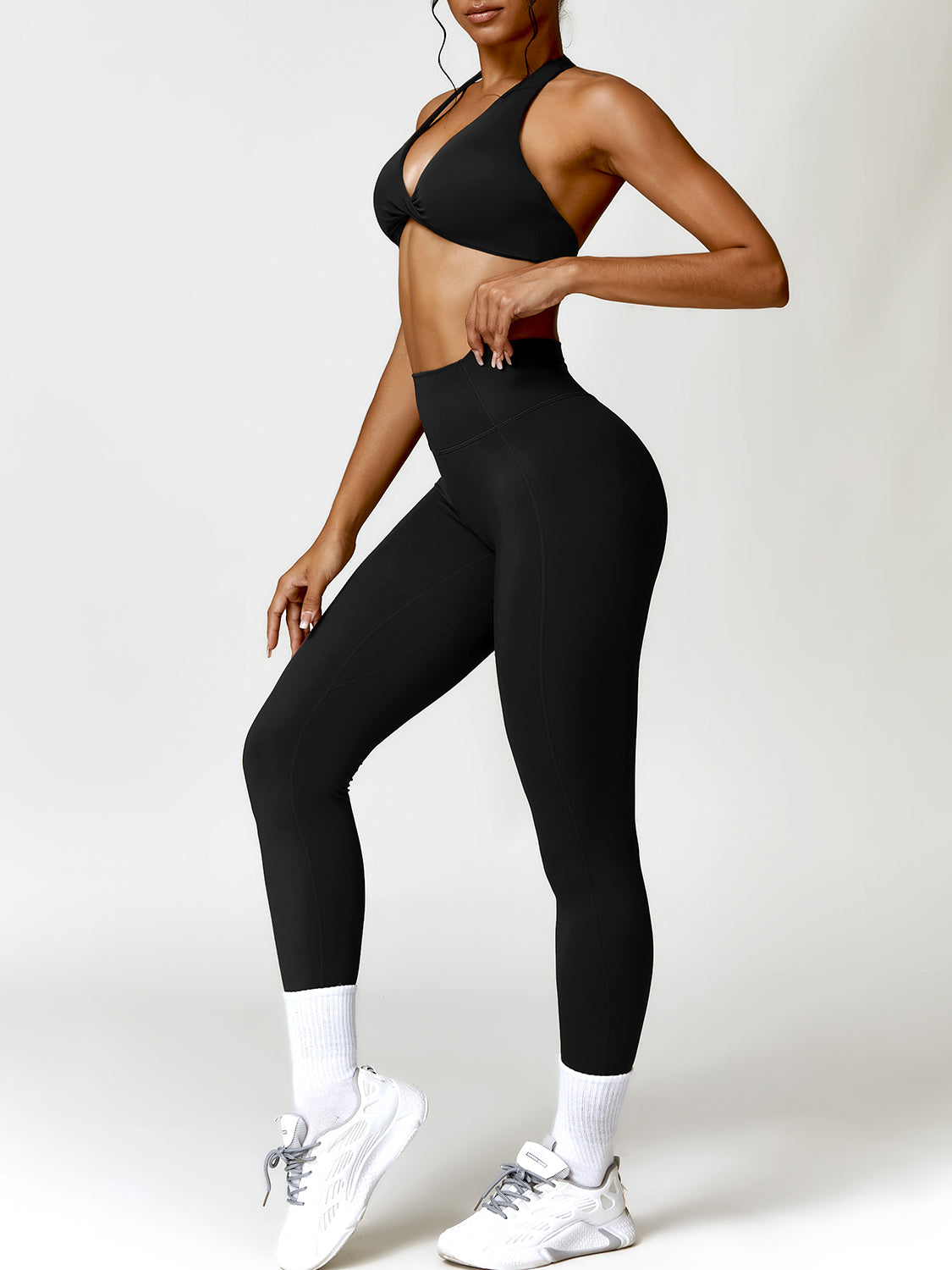 Twisted Halter Neck Bra and High Waist Leggings Active Set - Tantalize Boutique