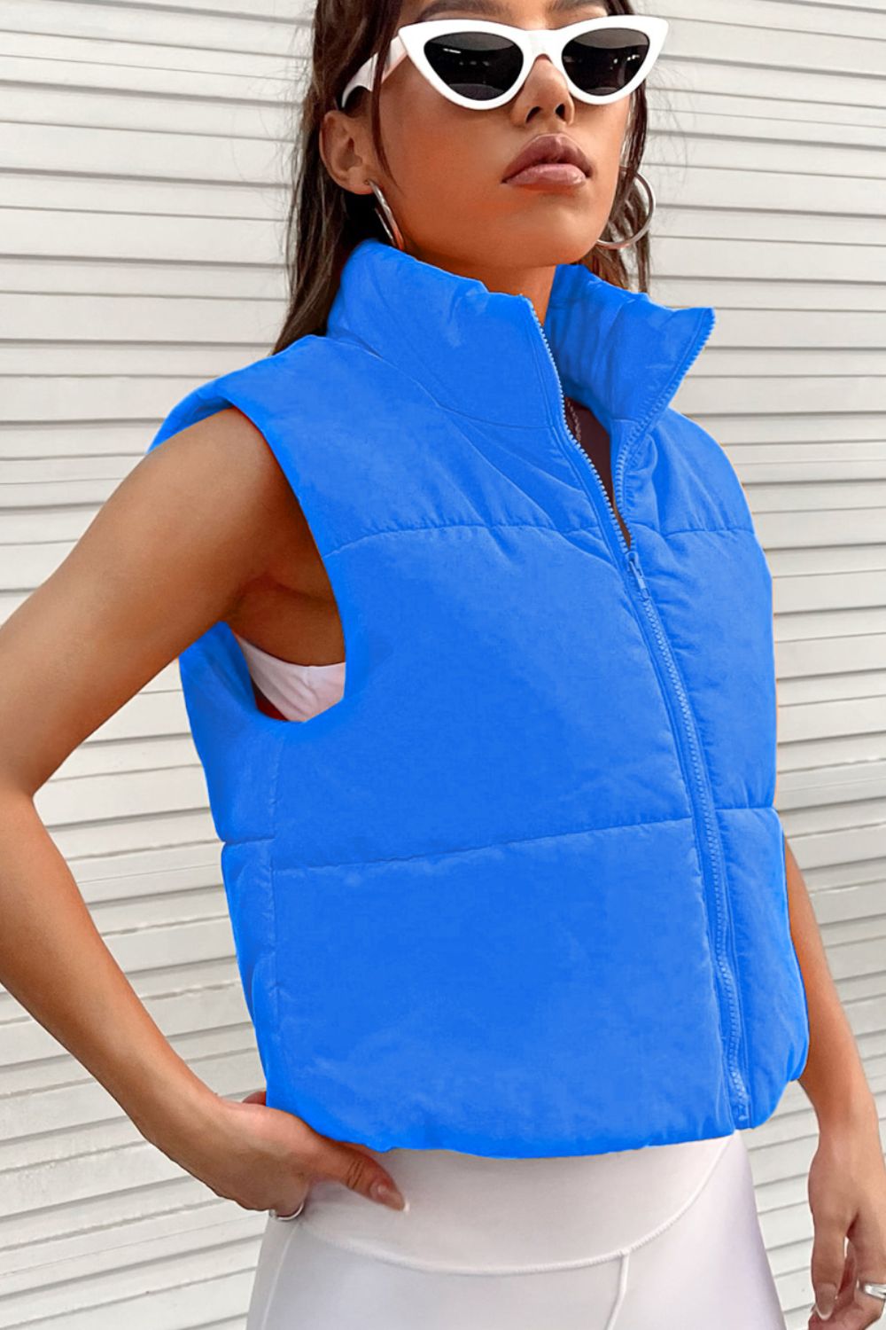 Zip Up Turtleneck Vest Coat - Tantalize Boutique