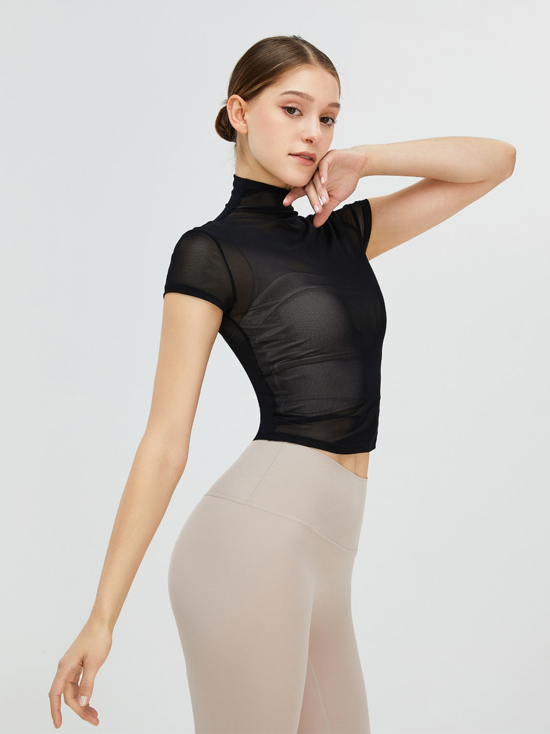 Turtleneck Cap Sleeve Active T-Shirt - Tantalize Boutique
